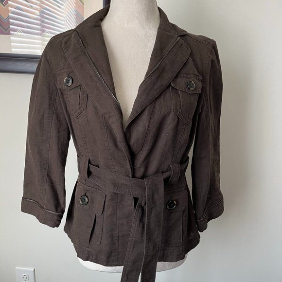 Ann Taylor Brown Linen Blend Jacket S - Picture 1 of 5